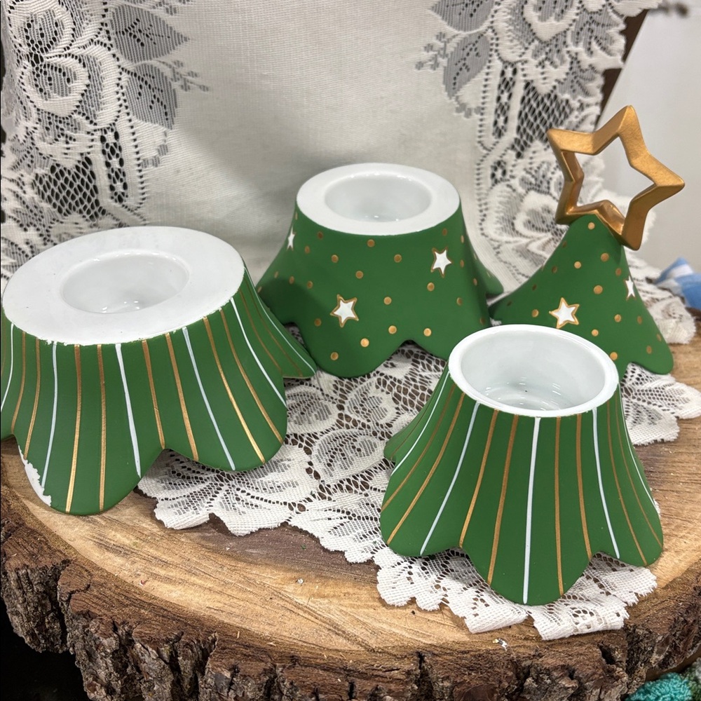 PartyLite Holiday Cheer Stackable Tree tealight or taper candle holder - Picture 3 of 3